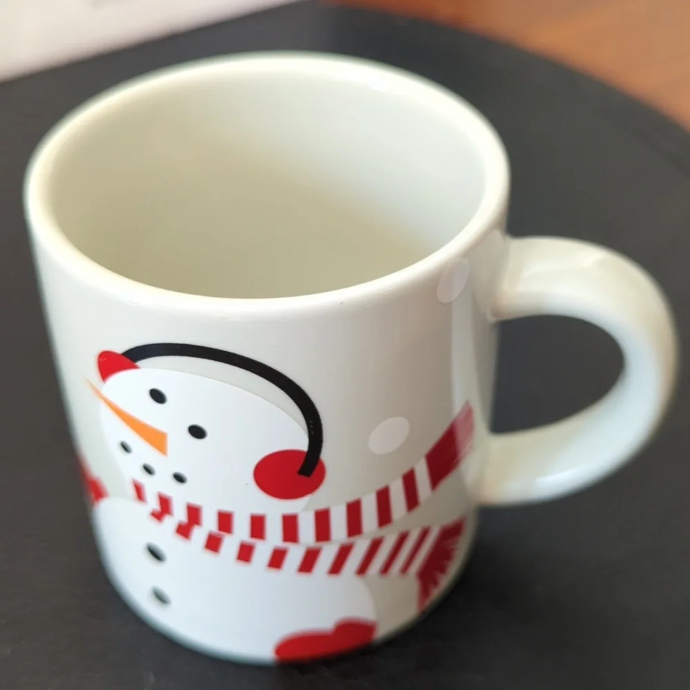 Crate & Barrel Mug 2017 Joan Anderson Snowman Holiday 12 oz Mug Child's